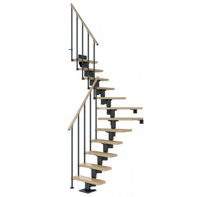 DOLLE Mittelholmtreppe Dublin, inkl. einseitigem Geländer, Einzelstab (anthrazit), 1/4 gewendelt,222 cm - 270 cm,75 cm,Ahorn Image