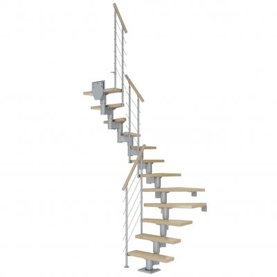 DOLLE Mittelholmtreppe Dublin, inkl. einseitigem Geländer, Edelstahl (perlgrau), 1/2 gewendelt,222 cm - 270 cm,65 cm,Aho