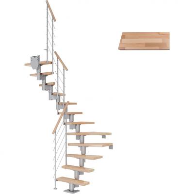 DOLLE Mittelholmtreppe Dublin, inkl. einseitigem Geländer, Edelstahl (perlgrau), 1/2 gewendelt,259 cm - 315 cm,75 cm,Buc