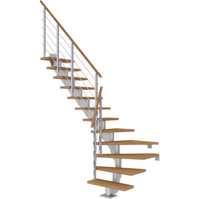 DOLLE Mittelholmtreppe Hamburg, inkl. einseitigem Designgeländer, Design (perlgrau), 1/4 gewendelt,259 cm - 301 cm,75 cm