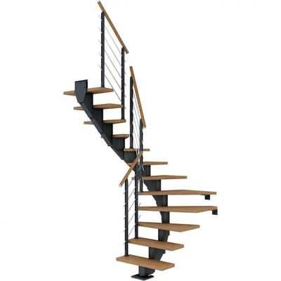 DOLLE Mittelholmtreppe Hamburg, inkl. einseitigem Designgeländer, Design (anthrazit), 1/2 gewendelt,240 cm - 279 cm,75 c