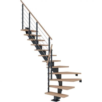 DOLLE Mittelholmtreppe Hamburg, inkl. einseitigem Designgeländer, Design (anthrazit), 1/4 gewendelt,278 cm - 322 cm,75 c