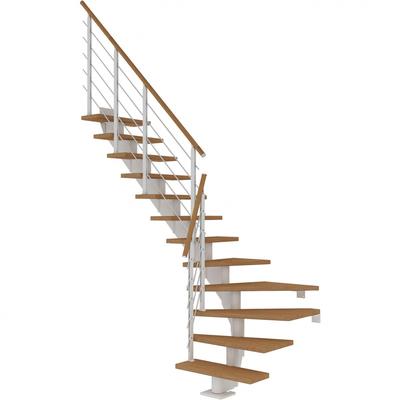 DOLLE Mittelholmtreppe Hamburg, inkl. einseitigem Designgeländer, Design (weiß), 1/4 gewendelt,278 cm - 322 cm,85 cm,Eiche, geölt Image