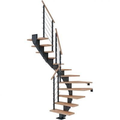 DOLLE Mittelholmtreppe Hamburg, inkl. einseitigem Designgeländer, Design (anthrazit), 1/2 gewendelt,222 cm - 258 cm,85 cm,Buche, geölt Image