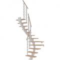 DOLLE Mittelholmtreppe Frankfurt, inkl. einseitigem Designgeländer, Design (weiß), 1/2 gewendelt,240 cm - 279 cm,65 cm,Eiche weiß, geölt