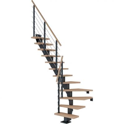 DOLLE Mittelholmtreppe Frankfurt, inkl. einseitigem Designgeländer, Design (anthrazit), 1/4 gewendelt,259 cm - 301 cm,65 cm,Eiche weiß, geölt Image