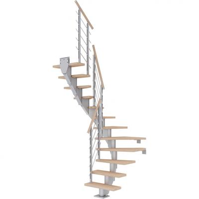 DOLLE Mittelholmtreppe Frankfurt, inkl. einseitigem Designgeländer, Design (perlgrau), 1/2 gewendelt,259 cm - 301 cm,75 