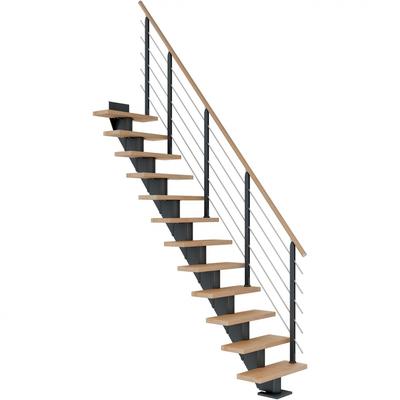 DOLLE Mittelholmtreppe Frankfurt, inkl. einseitigem Designgeländer, Design (anthrazit), 259 cm - 301 cm,75 cm,Buche, geö