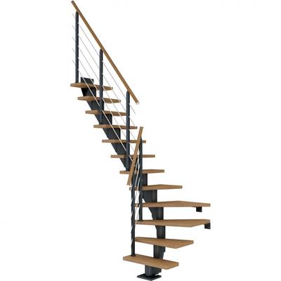 DOLLE Mittelholmtreppe Frankfurt, inkl. einseitigem Designgeländer, Design (anthrazit), 1/4 gewendelt,222 cm - 258 cm,75