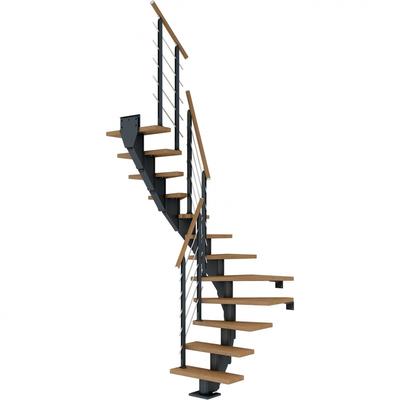 DOLLE Mittelholmtreppe Frankfurt, inkl. einseitigem Designgeländer, Design (anthrazit), 1/2 gewendelt,259 cm - 301 cm,75 cm,Eiche, geölt Image
