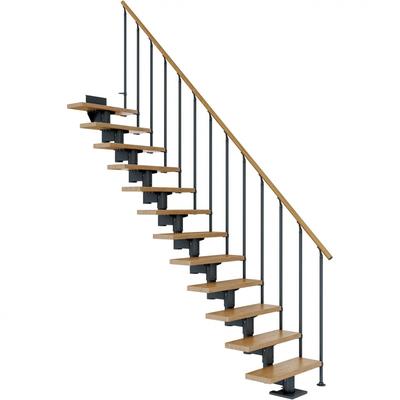 DOLLE Mittelholmtreppe Cork, inkl. einseitigem Geländer, Einzelstab (anthrazit), 278 cm - 337 cm,75 cm,Eiche,Geradelaufe