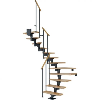 DOLLE Mittelholmtreppe Cork, inkl. einseitigem Geländer, Einzelstab (anthrazit), 1/2 gewendelt,222 cm - 270 cm,75 cm,Eic