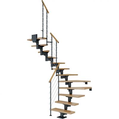 DOLLE Mittelholmtreppe Cork, inkl. einseitigem Geländer, Edelstahl (anthrazit), 1/2 gewendelt,278 cm - 337 cm,75 cm,Eiche Image