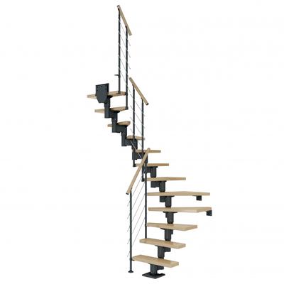 DOLLE Mittelholmtreppe Cork, inkl. einseitigem Geländer, Edelstahl (anthrazit), 1/2 gewendelt,240 cm - 292 cm,75 cm,Ahorn Image