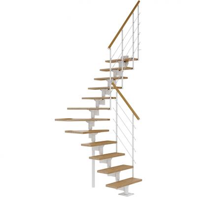 DOLLE Mittelholmtreppe Boston, inkl. einseitigem Einzelstabgeländer, Einzelstab (weiß), 1/4 gewendelt,Eiche Image