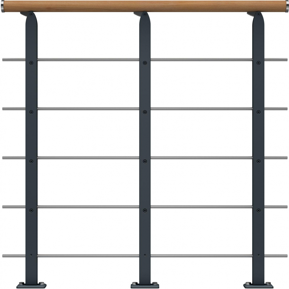 DOLLE Brüstungsgeländer für Mittelholmtreppe Frankfurt, Hamburg, Berlin, Sydney - Starter Set, Anthrazit, Handlauf Eiche Image