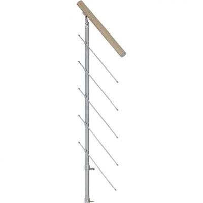 DOLLE Geländerelement inkl. Holzhandlauf für Mittelholmtreppen Cork, Dublin, Basel, Perlgrau, Edelstahl (perlgrau),Handlauf Ahorn Image