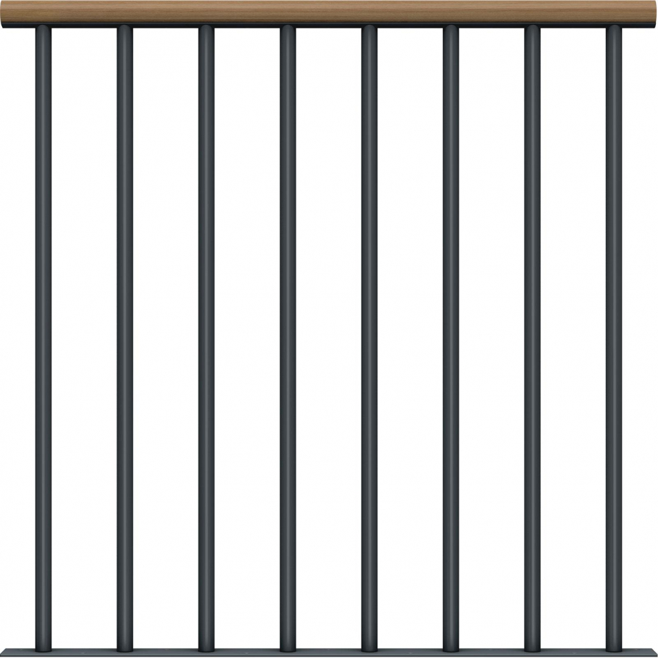 DOLLE Brüstungsgeländer für Mittelholmtreppen Cork, Dublin, Basel - Erweiterungs-Set, Anthrazit, Einzelstabgeländer,Handlauf Eiche Image