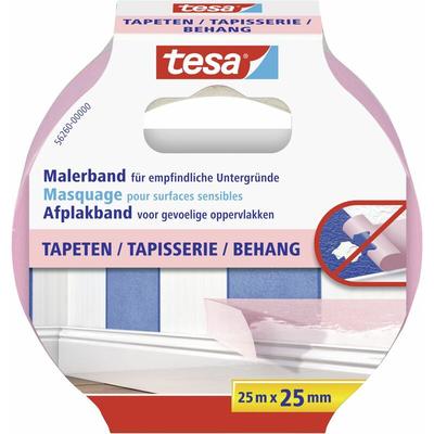 tesa Malerband Tapeten 25 m x 25 mm, rosa Kreppband