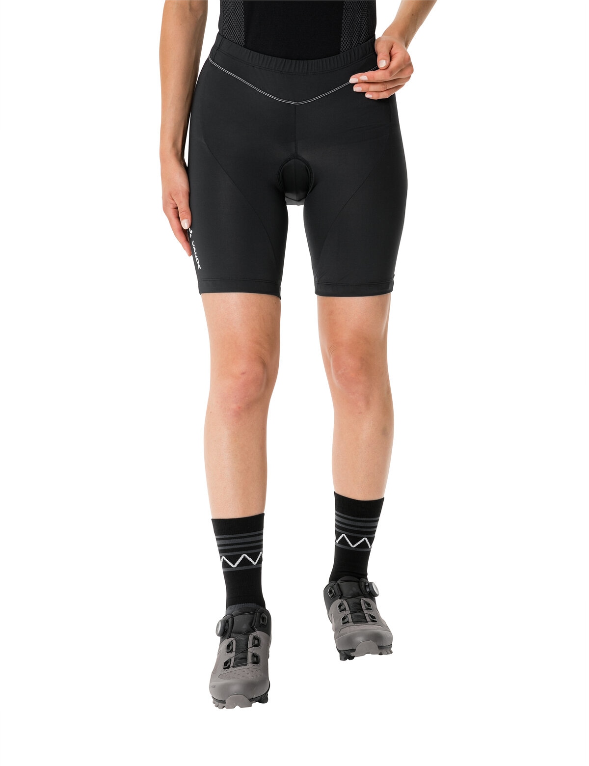 Fahrradhose VAUDE "WO ACTIVE PANTS", Gr. 38, N-Gr, schwarz (schwarz uni), Obermaterial: 74% Polyester, 26% Elasthan, unifarben, Hosen Image