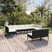 vidaXL 9 Piece Patio Lounge Set with Cushions Poly Rattan Black