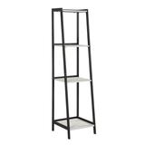 4-Shelf Ladder Bookcase with Wood Shelves and Metal Frame in Grey and Black