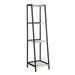 4-Shelf Ladder Bookcase with Wood Shelves and Metal Frame in Grey and Black