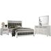 Leatherette Upholstered California King Panel Bedroom Set in White and Grey