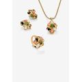 Women's Yellow Gold-Plated Genuine Gemstone Ring, Earring And Necklace Set Jewelry by PalmBeach Jewelry in Gold (Size 9)
