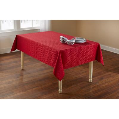 Wide Width Jacquard Tablecloth by BrylaneHome in Red (Size 60" W 120"L)