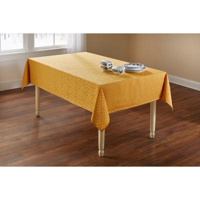Wide Width Jacquard Tablecloth by BrylaneHome in Gold (Size 60" W 84" L)
