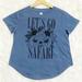 Disney Tops | Disney Parks Lets Go Safari Animal Kingdom Adventure Blue Shirt M | Color: Black/Blue | Size: M