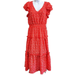 Jessica Simpson Dresses | Jessica Simpson Red Floral Dress Ruffle Sleeves, Mid-Length Nwt Woman Size M | Color: Red | Size: M