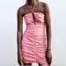 Zara Dresses | New Zara Pink Ruched Mini Dress | Color: Pink | Size: S