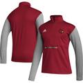 Men's adidas Red/Heathered Gray Louisville Cardinals Team AEROREADY Half-Zip Top