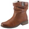 Winterboots RIEKER, Damen, Gr. 38 (5), braun (cognac), Lederimitat, used, casual, Schuhe, Winterstiefelette, Blockabsatz, Warmfutter, geraffter slouchy Schaft
