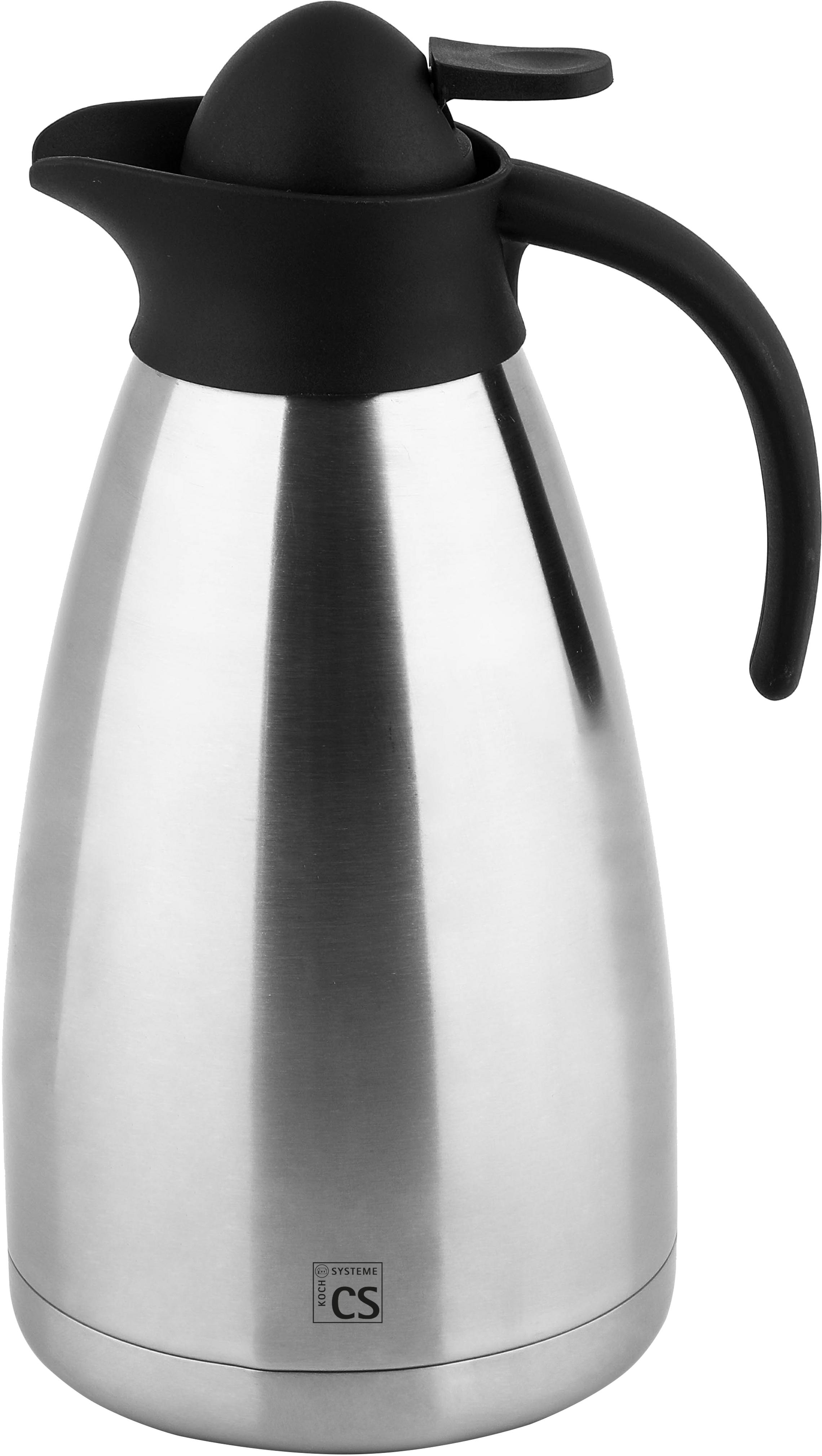 Isolierkanne CS KOCH-SYSTEME "Cottbus", grau (schwarz, edelstahlfarben), 1,5 l, Edelstahl, Kannen, Einhandbedienung Image