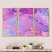Everly Quinn Purple Luxury Abstract Fluid Art VIII - Modern Framed Canvas Wall Art Set Of 3 Canvas, Wood in White | 28 H x 36 W x 1 D in | Wayfair
