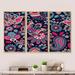 Bungalow Rose Purple & Blue Paisley - 3 Piece Floater Frame Print on Canvas Canvas, Wood in White | 28 H x 36 W x 1 D in | Wayfair