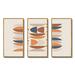 George Oliver Abstract Sun & Moon S in Blue & Orange - 3 Piece Floater Frame Print on Canvas Canvas, Wood in White | 20 H x 36 W x 1 D in | Wayfair