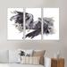 House of Hampton® Black Swan w/ Open Wings I - 3 Piece Floater Frame Print on Canvas Canvas, Wood in White | 20 H x 36 W x 1 D in | Wayfair