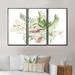 Bay Isle Home™ Tropical Bouquet w/ Flowers & Golden Leaves II - 3 Piece Floater Frame Print on Canvas Canvas, in White | Wayfair