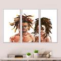 Winston Porter Portrait of Afro American Couple - 3 Piece Floater Frame Graphic Art on Canvas Canvas, Wood in White | 20 H x 36 W x 1 D in | Wayfair