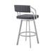 Wrought Studio™ Ardit Swivel Counter & Bar Stool Leather/Metal/Faux leather in Gray/White | 36 H x 21 W x 22 D in | Wayfair