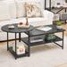 Wrought Studio™ Areefa 4 Legs 2 Nesting Tables w/ Storage Wood/Metal in Black | 16.1 H x 48.4 W x 23.6 D in | Wayfair