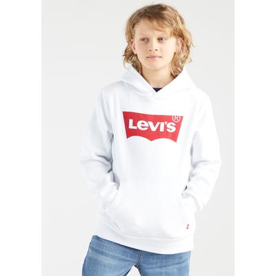 Kapuzensweatshirt LEVI'S KIDS "LVB BATWING PULLOVER HOODIE", Jungen, Gr. 4/104, weiß, Sweatware, Obermaterial: 60% Baumwolle, 40% Polyester, bedruckt, casual, Basic schmal hüftlang, Langarm Rippbündchen, Sweatshirts, for BOYS Image