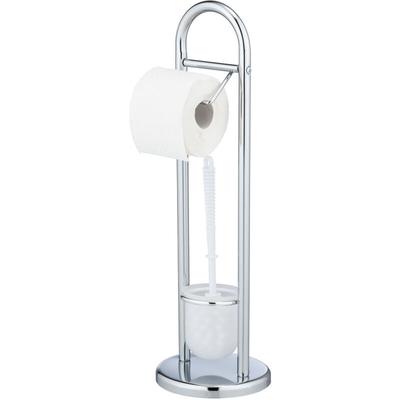 Wenko - Stand WC-Garnitur Siena Chrom, Silber glänzend, Stahl glänzend , Polypropylen satiniert