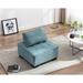 Accent Chair Living Room Ottoman & Lazy Chair Polyester Fabric Upholstered Chair with Solid Wood Legs