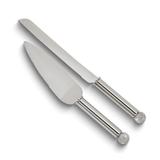 Curata Nickel-Plated Crystal Ball Knife and Server Set with Stainless Steel Blades