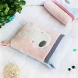Rabbit Fleece Throw Blanket Pillow Cushion / Travel Pillow Blanket (28.3 by 35.1 inches)